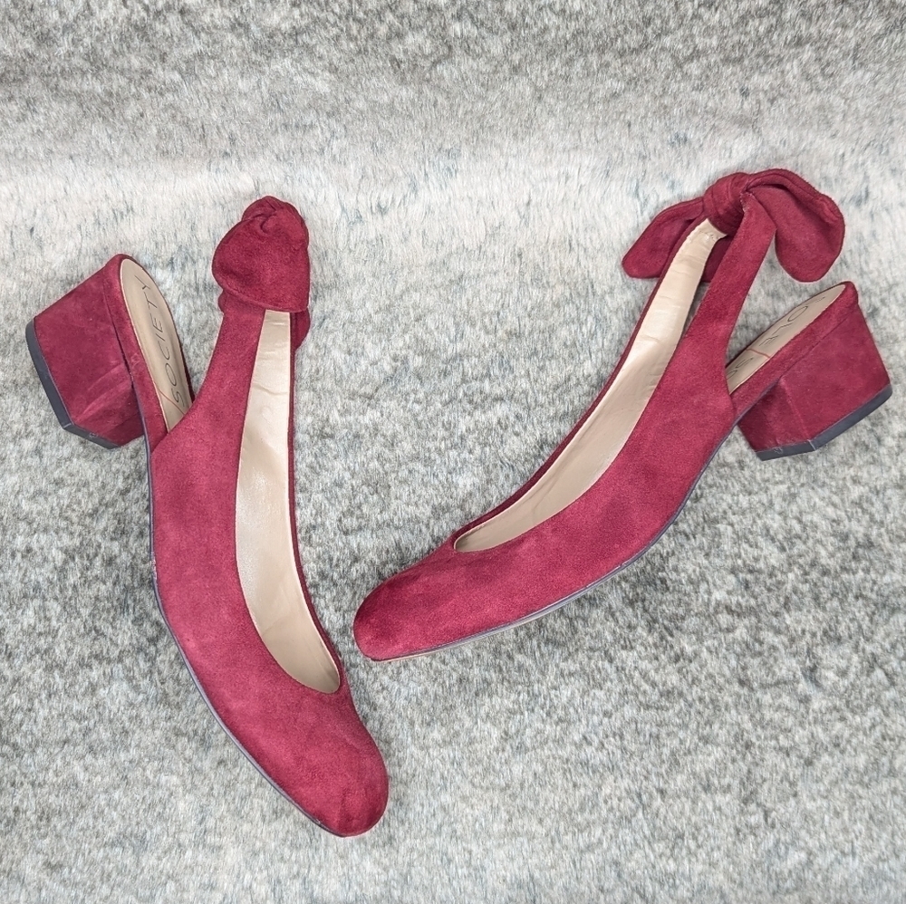 Sole Society Opal Suede Slingback Pumps Red Women's 7.5 - Picture 7 of 11